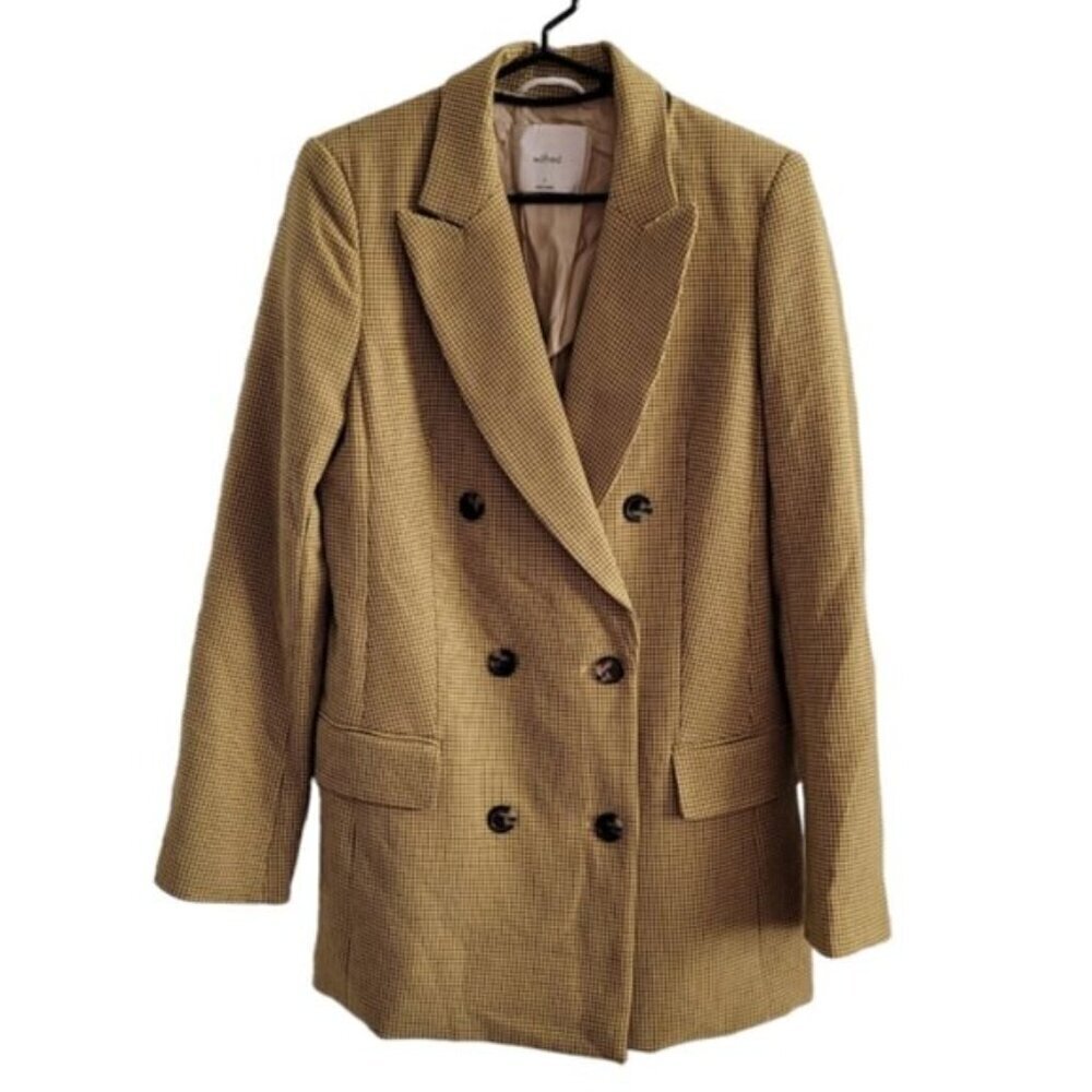 Aritzia Wilfred Margaux Yellow/Black Plaid Dow Blazer Size 2